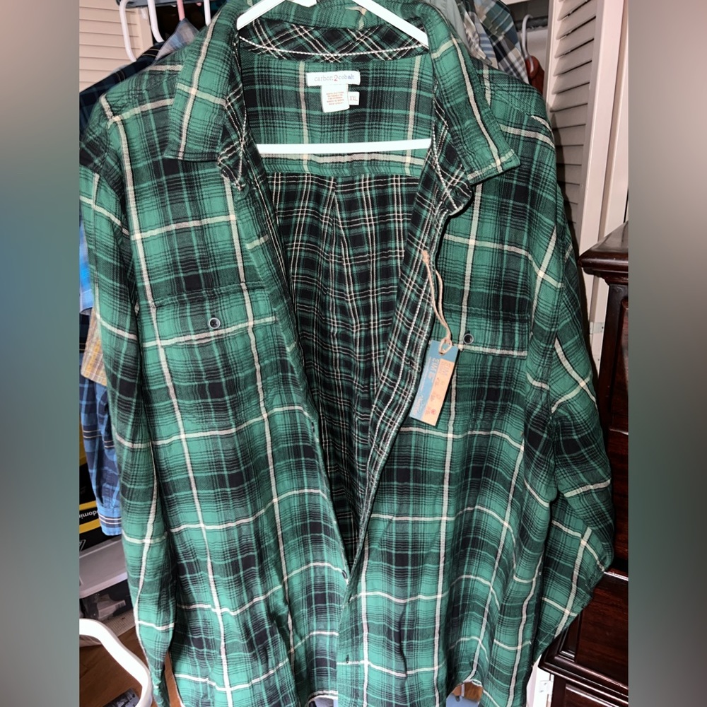 CC8 Carbon 2 Cobalt Men’s Long Sleeve Button Up Shirt Green Black White XXL NWT